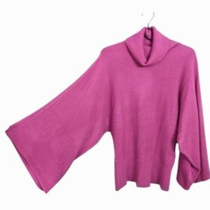 BCBGMAXAZRIA Pink Pullover Turtleneck Sweater Extra Wide Long Sleeves Slouchy L